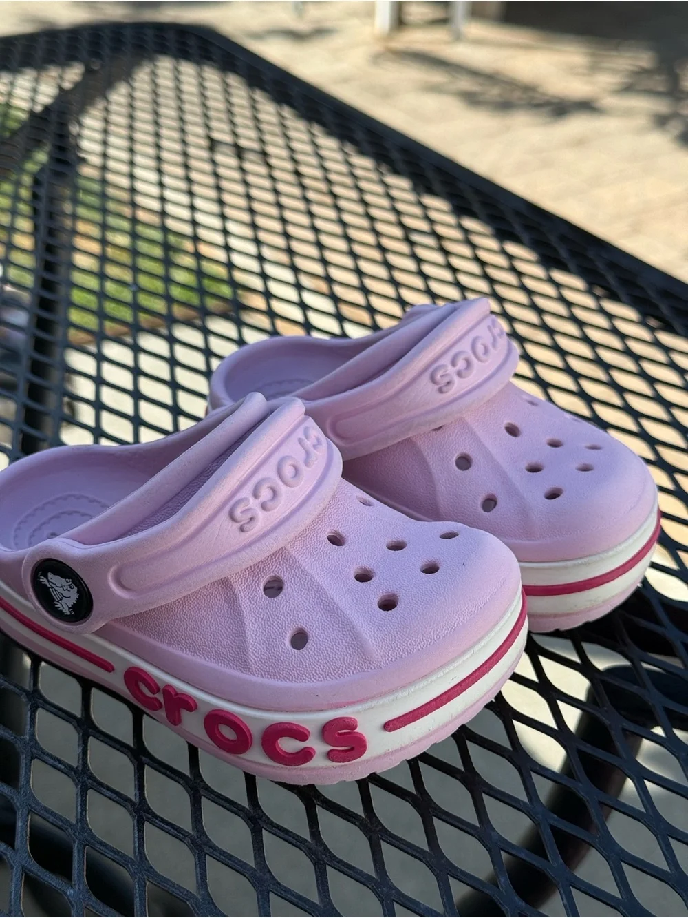 CROCS Clogs for Toddler/ Kids Light Pink Classic Clog with Hot Pink Accent